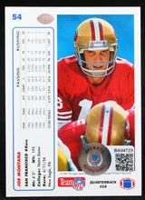 1991 Upper Deck #54 Joe Montana SF 49ers Autograph Beckett Witness