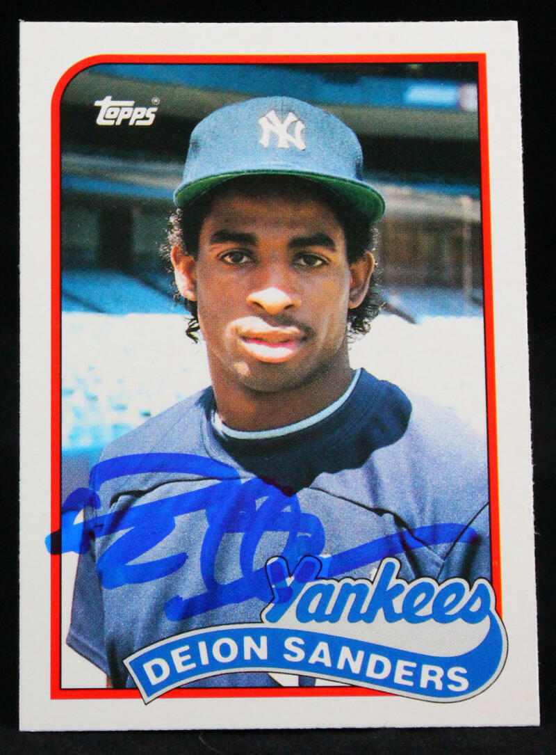 1989 Topps Traded #110T Deion Sanders New York Yankees Autograph Beckett Witness