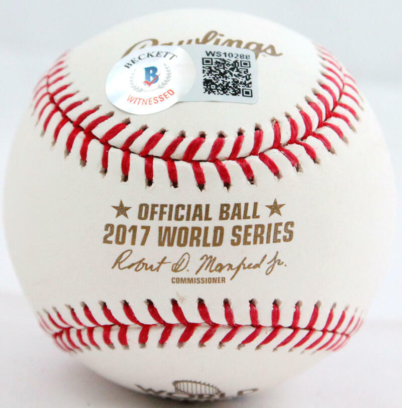 Alex Bregman Autographed Rawlings OML 2017 WS Baseball w/insc.- Beckett W Holo