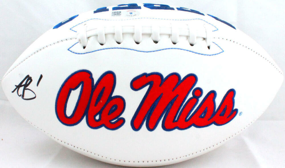 AJ Brown Autographed Ole Miss Rebels Logo Football-Beckett W Hologram *Black