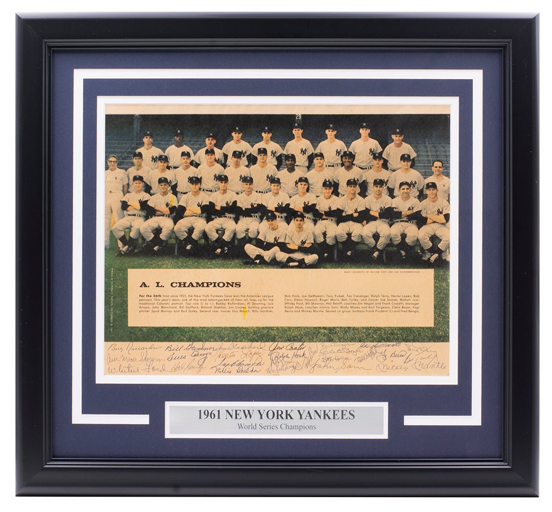 Mantle, Berra Ford & More 1961 Yankees W.S Champs Team Signed 8x10 Photo JSA LOA - Sports Integrity