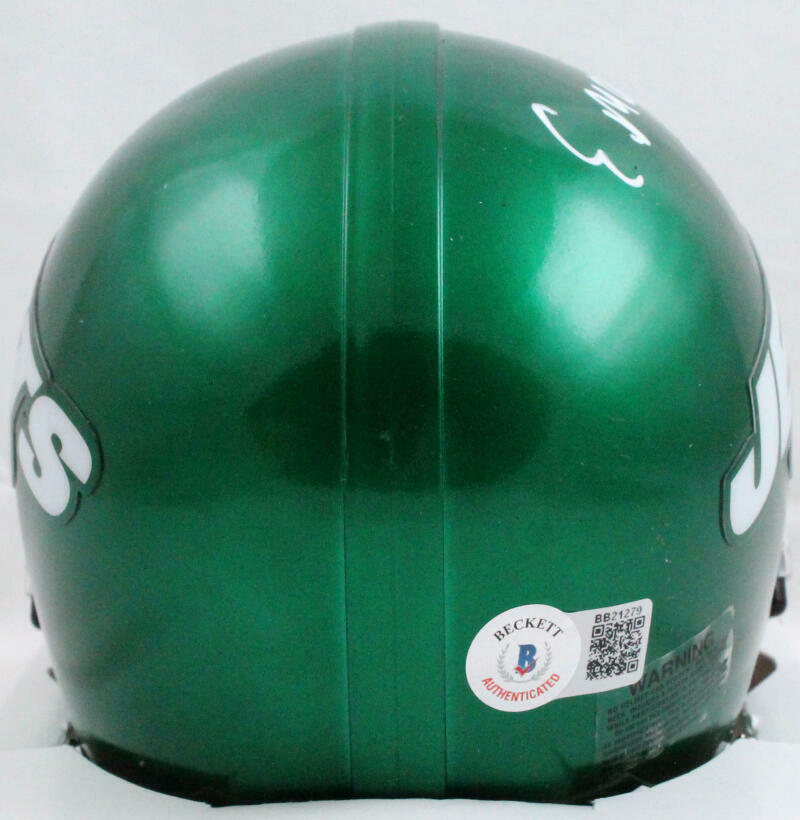 Elijah Moore Autographed New York Jets Mini Helmet- Beckett W Hologram *White