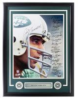 1969 New York Jets 24 Signed Framed 16x20 Namath Close Up Photo Fanatics Steiner - Sports Integrity