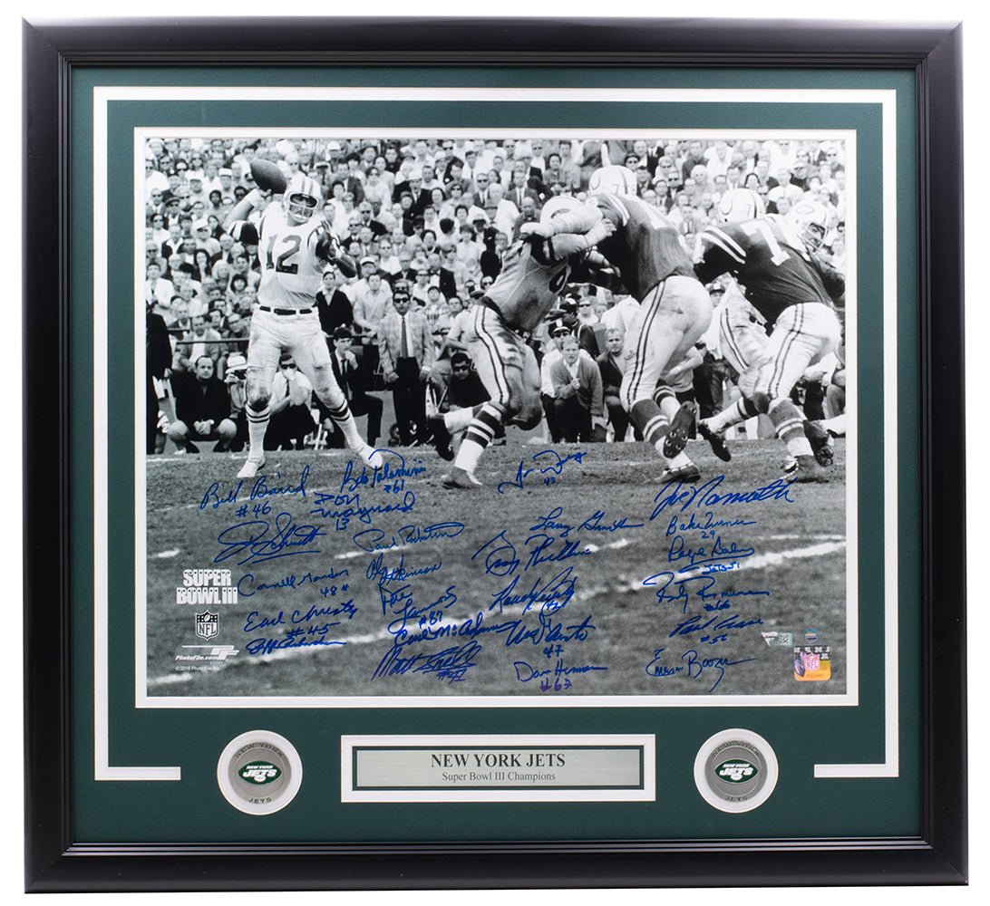 1969 New York Jets 24 Signed Framed 16x20 Super Bowl III Photo Fanatics Steiner - Sports Integrity