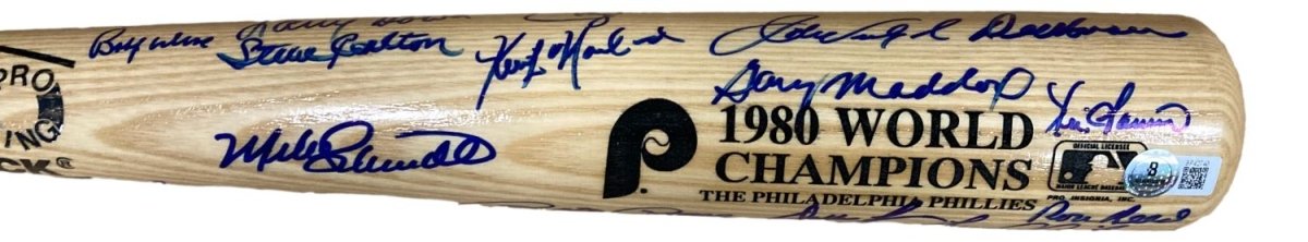 1980 Philadelphia Phillies (33) Team Signed Rawlings Adirondack Bat BAS LOA - Sports Integrity