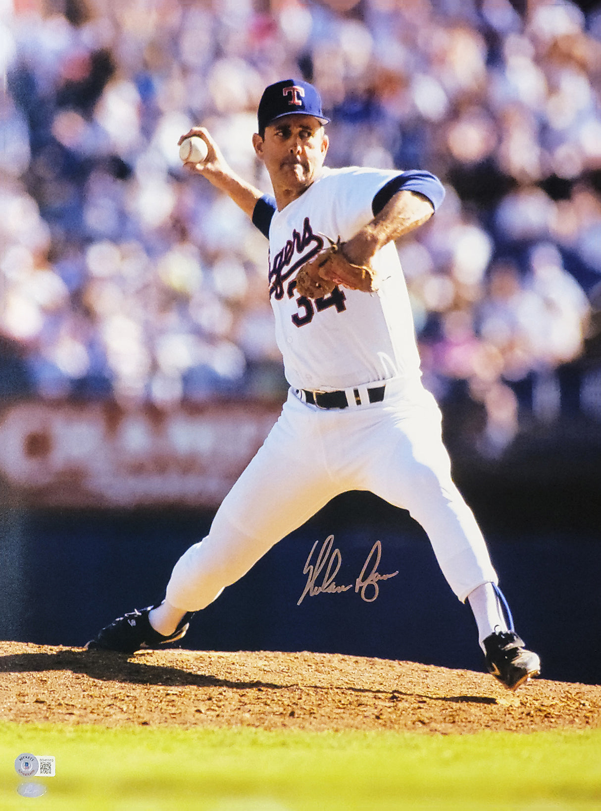 Nolan Ryan Autographed 16x20 Photo Texas Rangers Beckett BAS Stock #201262