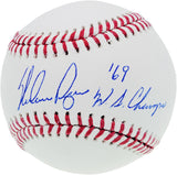 Nolan Ryan Autographed Official MLB Baseball Texas Rangers "69 WS Champs" Beckett BAS Stock #201277