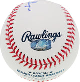 Nolan Ryan Autographed Official MLB Baseball Texas Rangers "69 WS Champs" Beckett BAS Stock #201277