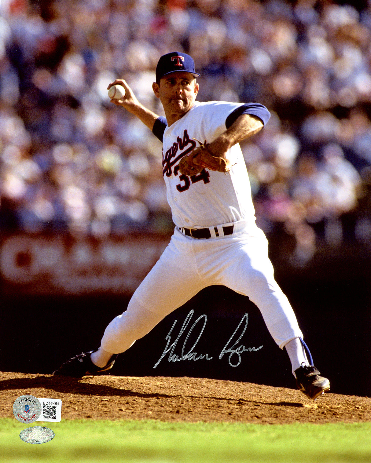 Nolan Ryan Autographed 8x10 Photo Texas Rangers Beckett BAS Stock #201268