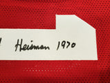 Stanford Cardinal Jim Plunkett Autographed Red Jersey "Heisman 1970" PSA/DNA Stock #201659