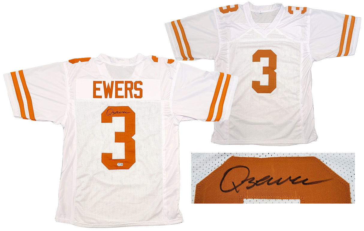 Texas Longhorns Quinn Ewers Autographed White Jersey Beckett BAS QR Stock #201710