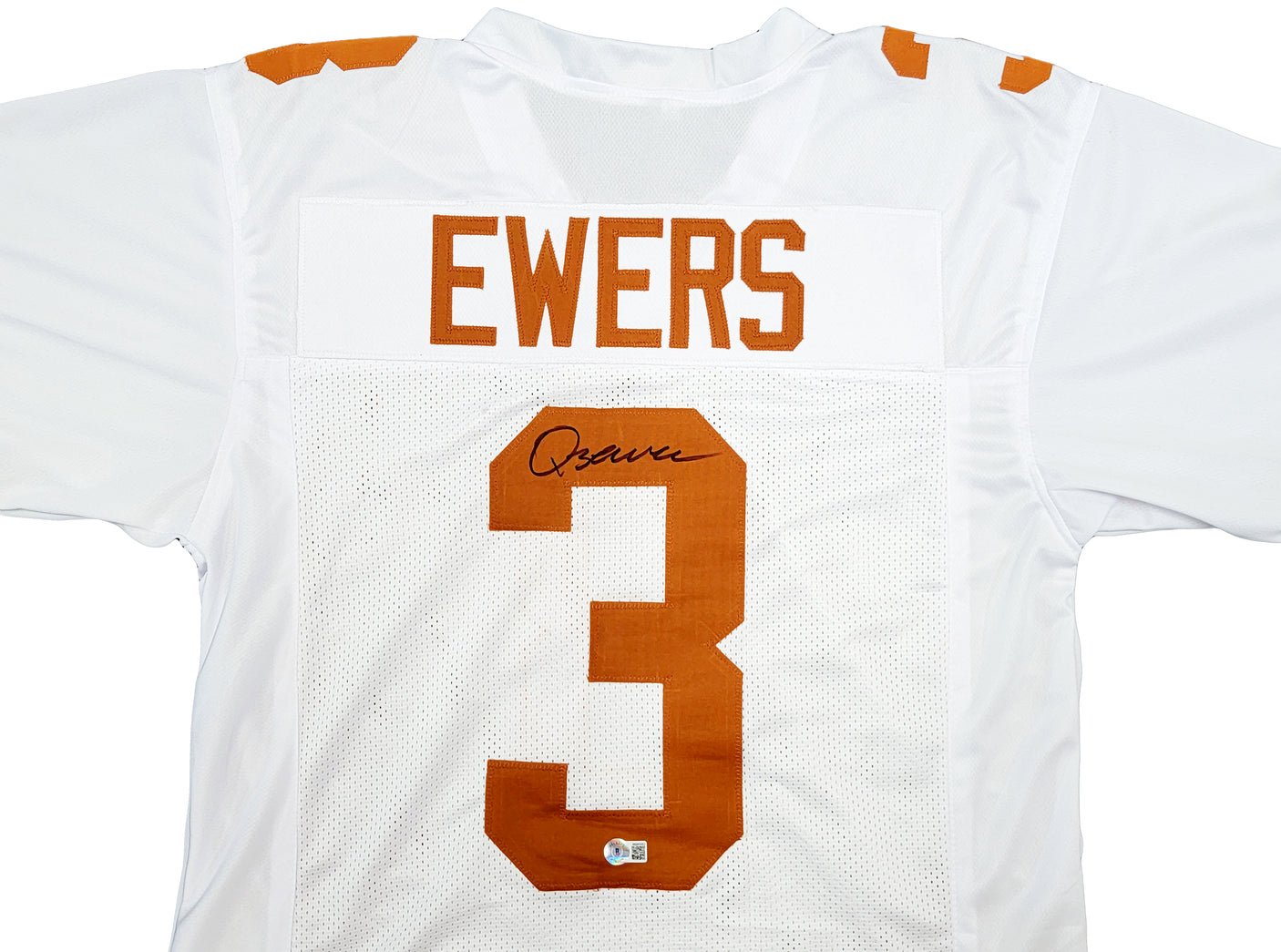 Texas Longhorns Quinn Ewers Autographed White Jersey Beckett BAS QR Stock #201710