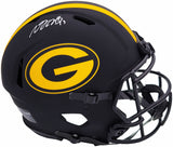 Davante Adams Autographed Green Bay Packers Eclipse Black Full Size Authentic Speed Helmet Beckett BAS QR Stock #201213