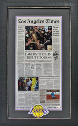 Lakers Magic Johnson Signed & Framed LA Times 2020 Champions Ed. Front Page BAS