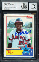 Rod Carew Autographed 1983 Topps All Star Card #386 California Angels Auto Grade 10 Beckett BAS Stock #186068