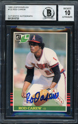 Rod Carew Autographed 1985 Leaf Card #132 California Angels Auto Grade 10 Beckett BAS #12510720