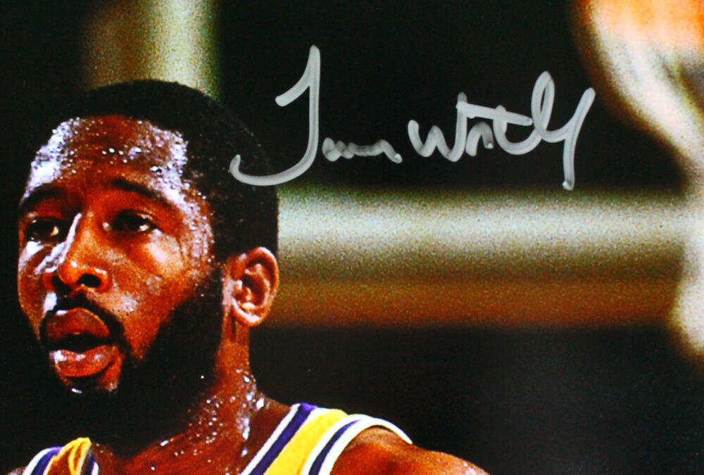 Magic Johnson/James Worthy Autographed Lakers 16x20 PF Photo-Beckett W *Silver