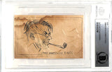 James Montgomery Flagg Signed 2.75x4.35 Cut w/ Self Portrait Sketch BAS Slabbed