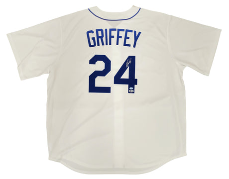 Seattle Mariners Ken Griffey Jr. Autographed White Nike Throwback Jersey Size XXL Beckett BAS & MCS Holo Stock #185605