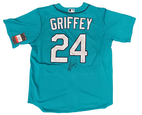 Seattle Mariners Ken Griffey Jr. Autographed Teal Nike Jersey Size L Beckett BAS & MCS Holo Stock #185615