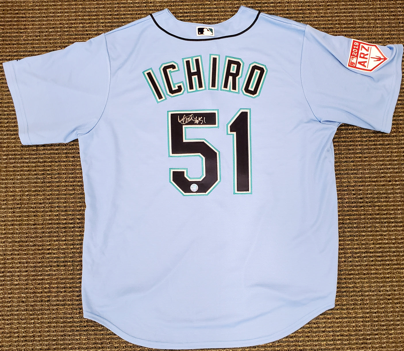 Seattle Mariners Ichiro Suzuki Autographed Light Blue Majestic 2019 Spring Training Jersey Size S "51" IS Holo Stock #189992