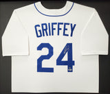 Seattle Mariners Ken Griffey Jr. Autographed Framed White Nike Throwback Jersey Beckett BAS & MCS Holo Stock #191174