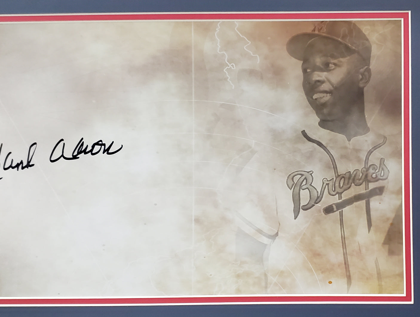 Hank Aaron Autographed Framed 10x30 Panoramic Photo Milwaukee Braves Fanatics Stock #191201