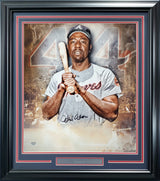 Hank Aaron Autographed Framed 20x24 Photo Atlanta Braves Fanatics Stock #191203