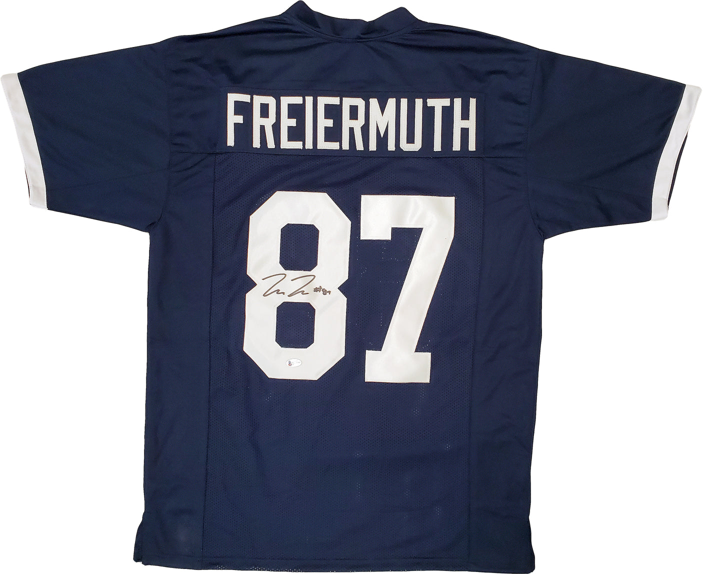 Penn State Nittany Lions Pat Freiermuth Autographed Blue Jersey Beckett BAS Stock #195774