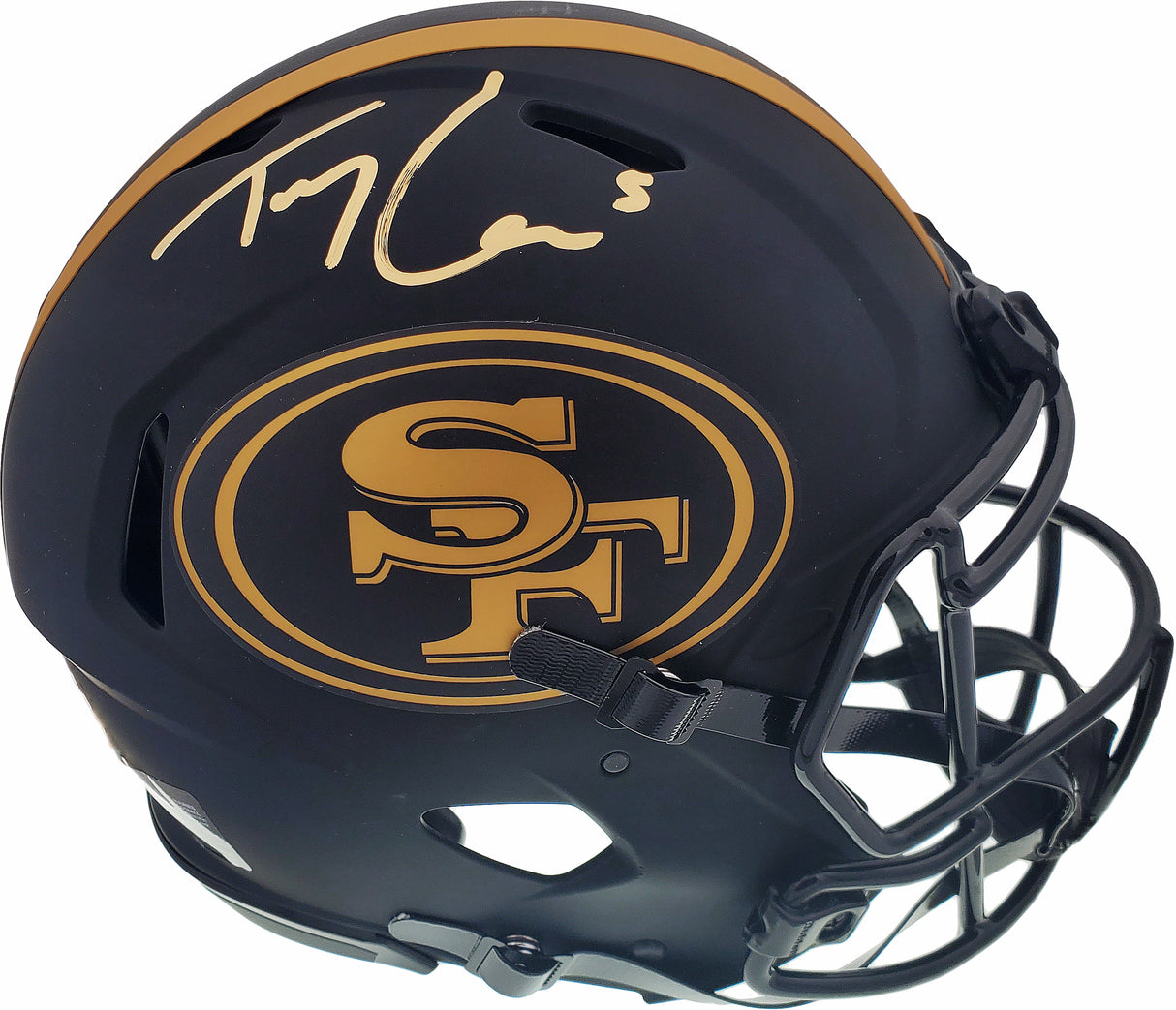 Trey Lance Autographed San Francisco 49ers Eclipse Black Full Size Authentic Speed Helmet Beckett BAS QR Stock #194744