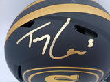 Trey Lance Autographed San Francisco 49ers Eclipse Black Full Size Authentic Speed Helmet Beckett BAS QR Stock #194744