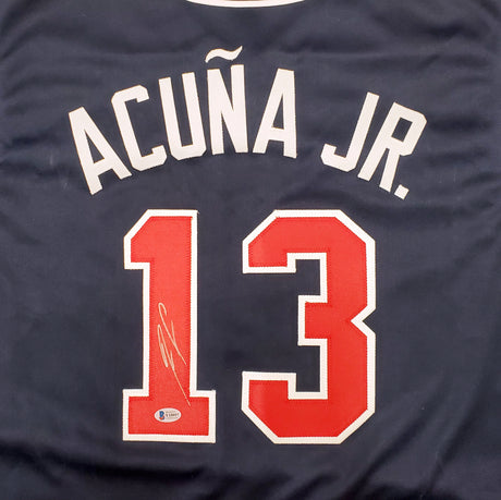 Atlanta Braves Ronald Acuna Jr. Autographed Blue Jersey Beckett BAS Stock #196954