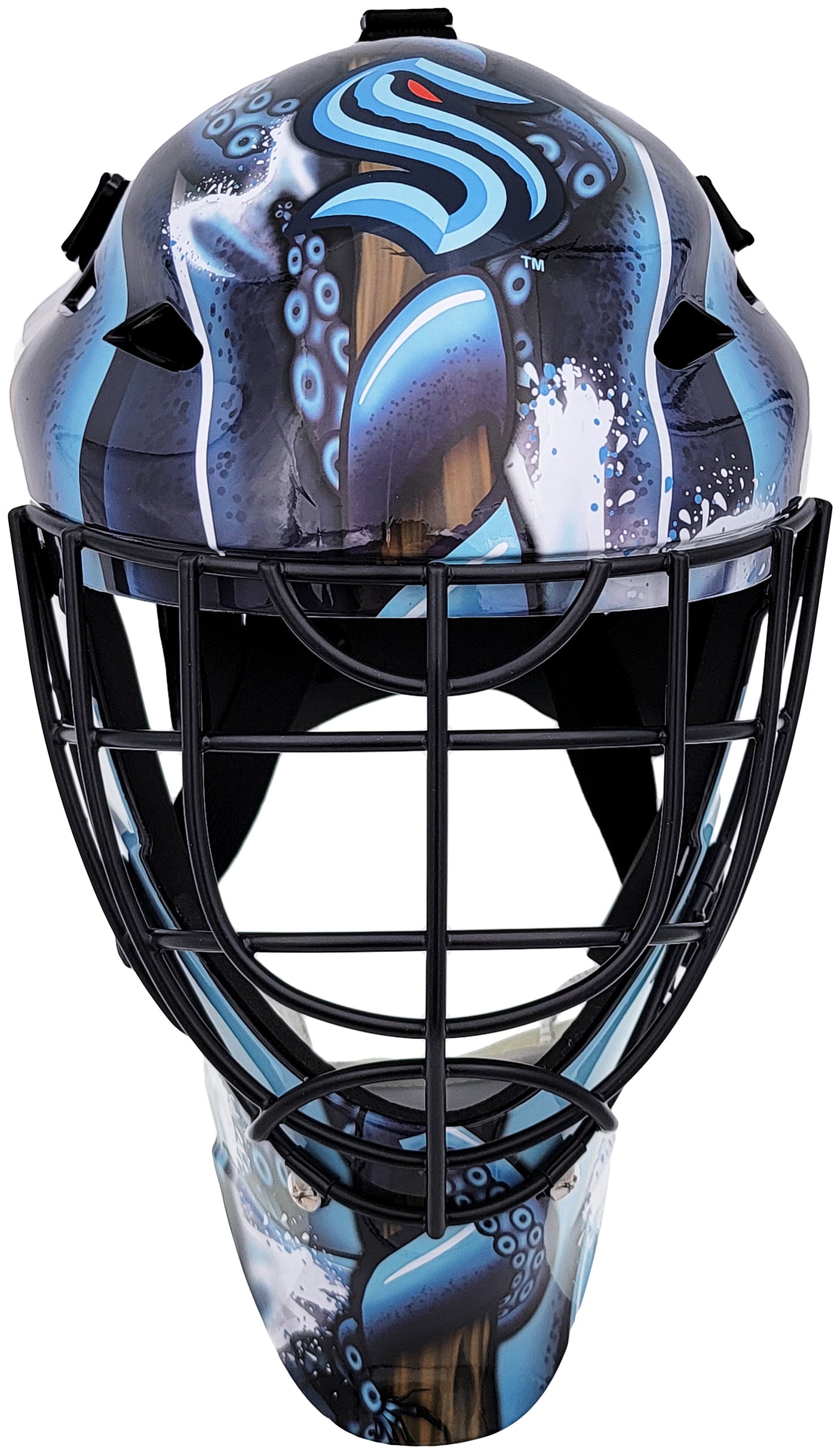 Seattle Kraken Unsigned Blue Franklin Full Size Goalie Mask Stock #201701