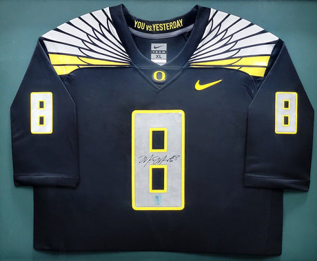 Oregon Ducks Marcus Mariota Autographed Framed Black Nike Jersey MM Holo Stock #89824