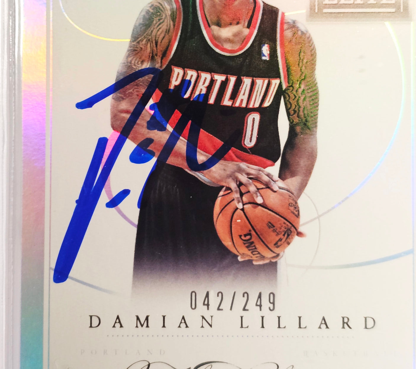 Damian Lillard Autographed 2012-13 Panini Elite Rookie Card #201 Portland Trail Blazers BGS 8.5 Auto Grade Gem Mint 10 #42/249 Beckett BAS #15529837