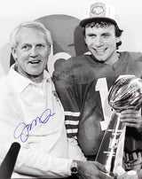 Joe Montana Autographed 16x20 Photo San Francisco 49ers With Super Bowl Trophy JSA Stock #216966