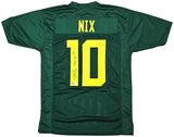 Oregon Ducks Bo Nix Autographed Green Jersey Signed In Green Beckett BAS QR Stock #217959