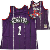 Toronto Raptors Tracy McGrady Autographed Purple Authentic Mitchell & Ness 1998-99 HWC Swingman Jersey Size XXL Beckett BAS Witness Stock #216978