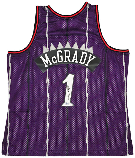 Toronto Raptors Tracy McGrady Autographed Purple Authentic Mitchell & Ness 1998-99 HWC Swingman Jersey Size XXL Beckett BAS Witness Stock #216978