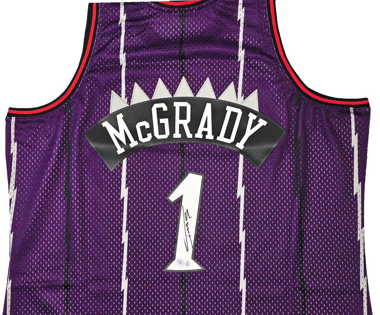 Toronto Raptors Tracy McGrady Autographed Purple Authentic Mitchell & Ness 1998-99 HWC Swingman Jersey Size XXL Beckett BAS Witness Stock #216978