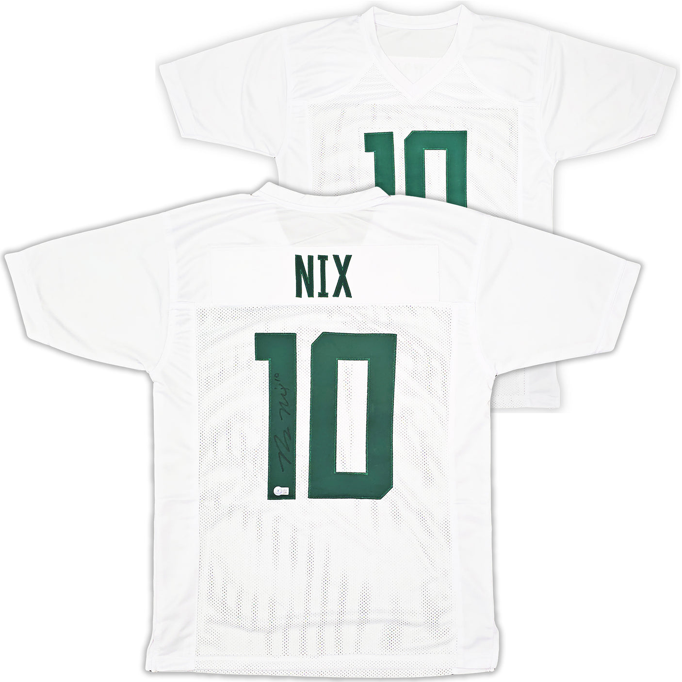 Oregon Ducks Bo Nix Autographed White Jersey Signed In Black Beckett BAS QR Stock #217958