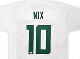 Oregon Ducks Bo Nix Autographed White Jersey Signed In Black Beckett BAS QR Stock #217958