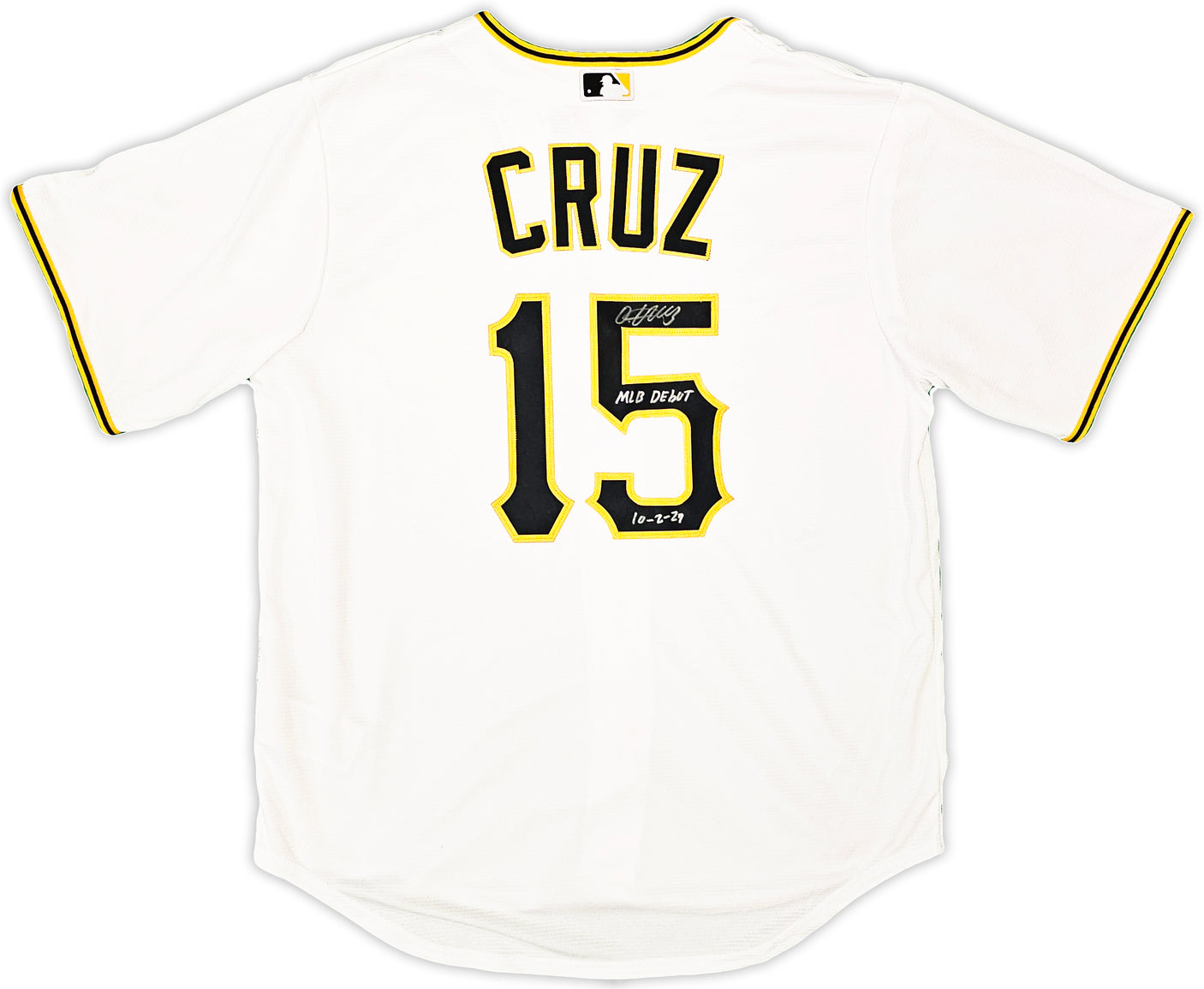 Pittsburgh Pirates Oneil Cruz Autographed White Nike Jersey Size L "MLB Debut 10-2-21" Beckett BAS QR Stock #220602