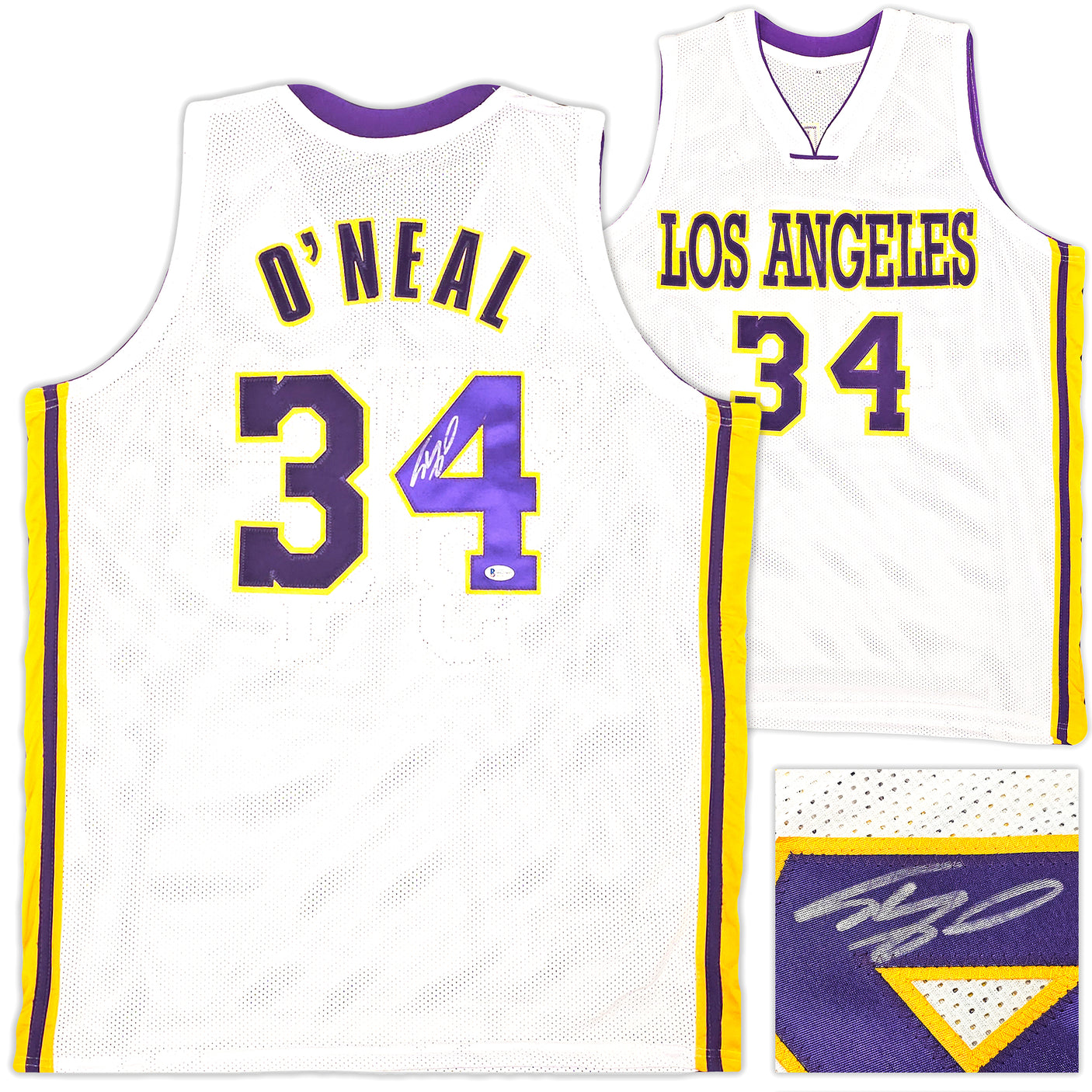 Los Angeles Lakers Shaquille Shaq O'Neal Autographed White Jersey Signed on #4 Beckett BAS Stock #191134