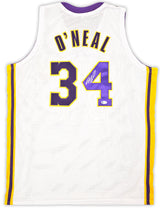 Los Angeles Lakers Shaquille Shaq O'Neal Autographed White Jersey Signed on #4 Beckett BAS Stock #191134