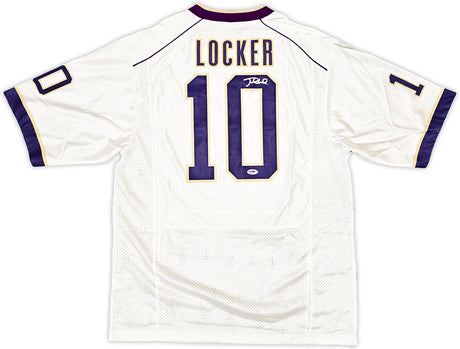 Washington Huskies Jake Locker Autographed White Nike Jersey Size L PSA/DNA RookieGraph Stock #16374