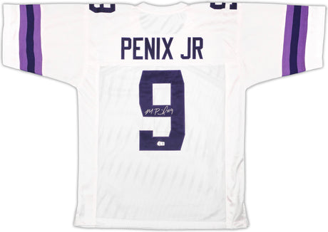 Washington Huskies Michael Penix Jr. Autographed White Jersey Beckett Witness QR Stock #222053