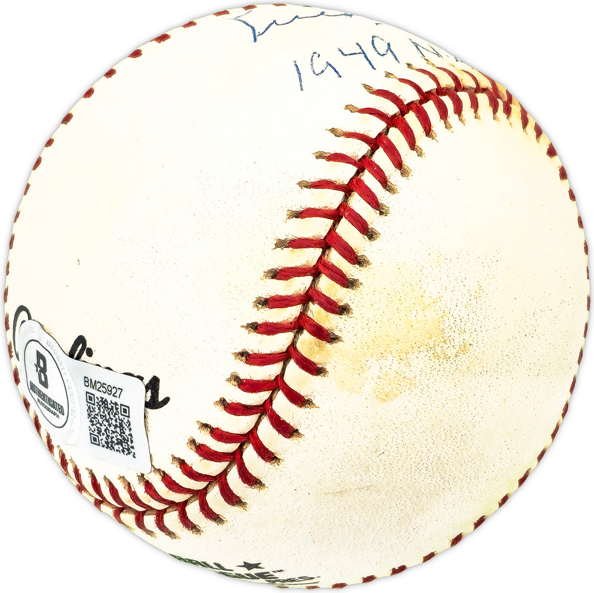 Luis Olmo Autographed Official NL Baseball Brooklyn Dodgers "1949 NL Champs" Beckett BAS QR #BM25927