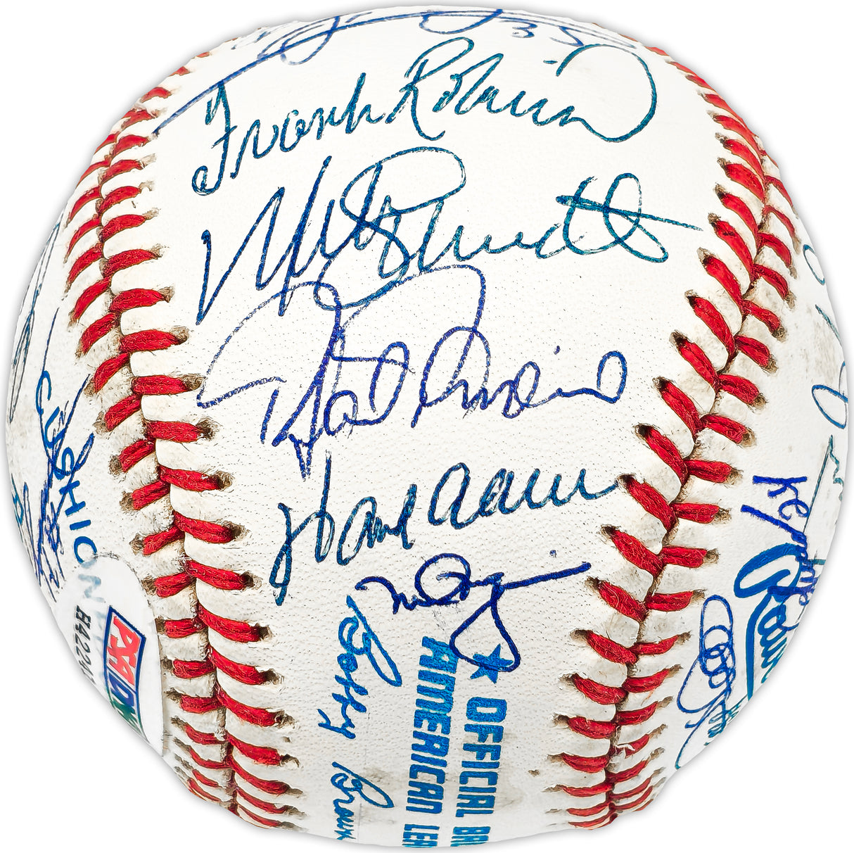 500 Home Run Club Autographed Official AL Baseball Auto Grade Mint 9 Signed By 25 Members Including Mickey Mantle, Ted Williams & Hank Aaron (Only Missing 3) Beckett BAS #AB93818