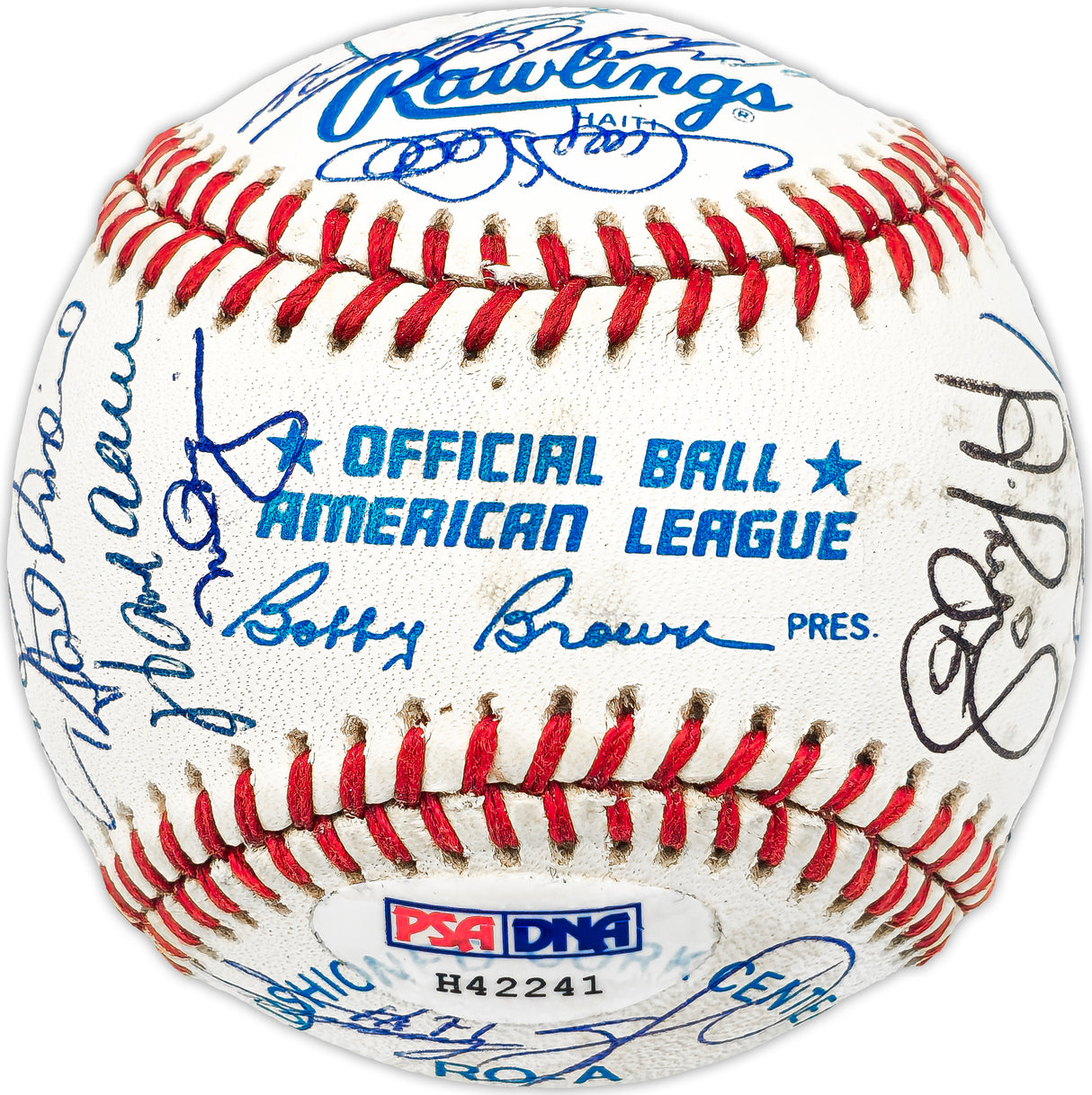 500 Home Run Club Autographed Official AL Baseball Auto Grade Mint 9 Signed By 25 Members Including Mickey Mantle, Ted Williams & Hank Aaron (Only Missing 3) Beckett BAS #AB93818